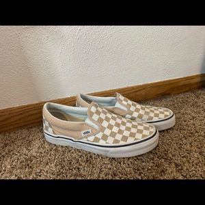 Beige nude checkered vans